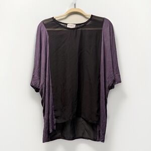Allison Izu Whimsigoth Lavender Casual Chic Boho Festival Hippie Sheer Top Sz LG